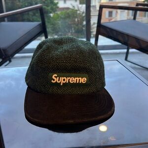 Supreme Harris Tweed Collaboration Leather Brim Camp Cap